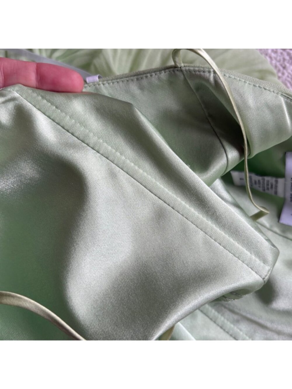 Laundry by Shelli Segal Silk Green Pleated Beaded Y2K Cocktail Dress - Picture 10 of 10